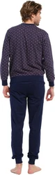 Pastunette Schlafanzug Herren Pyjama mit Bündchen (2 tlg) Dunkelblau/Lila/Blau