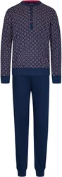 Pastunette Schlafanzug Herren Pyjama mit Bündchen (2 tlg) Dunkelblau/Lila/Blau