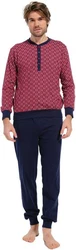 Pastunette Schlafanzug Herren Pyjama mit Bündchen (2 tlg) Rot/Dunkelrot/Bordeaux