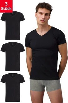Burnell & Son Unterhemd T-Shirt Business mit Kurzarm und V-Ausschnitt Schwarz/Dunkelblau