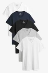 Next Unterhemd T-Shirts mit V-Ausschnitt V-Shirt (5er-Pack) Blau/Dunkelblau/Grau/Weiß