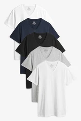 Next Unterhemd T-Shirts mit V-Ausschnitt V-Shirt (5er-Pack) Blau/Dunkelblau/Grau/Weiß