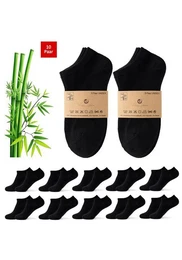 Sneakersocken 10/20 Paar Bambussocken Herren Damen Flinge in Schwarz (10-Paar) anti Schwei, atmungsaktiv, verstrkte Ferse und Zehenbereich