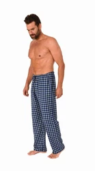 Trend by Normann Pyjama Herren Schlafanzug Hose (Karo Optik) Hellblau/Blau