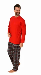 Trend by Normann Pyjama Herren Schlafanzug langarm Rot/Dunkelrot