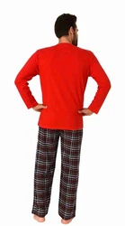 Trend by Normann Pyjama Herren Schlafanzug langarm Rot/Dunkelrot