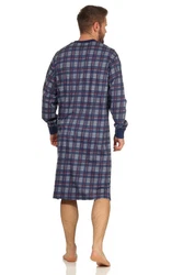 Trend by Normann Pyjama Herren Nachthemd langarm mit Bändchen Schwarz/Grau