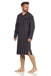 Normann Pyjama Herren Nachthemd langarm Dunkelblau/Lila/Hellblau