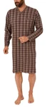 Normann Pyjama Herren Nachthemd langarm Dunkelbraun/Beige/Lila/Rot/Braun