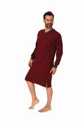 Normann Pyjama Herren langarm Nachthemd Dunkelrot/Bordeaux
