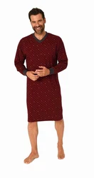 Normann Pyjama Herren langarm Nachthemd Dunkelrot/Bordeaux