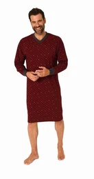 Pyjama Herren langarm Nachthemd mit Bndchen in elegantem Minimalprint