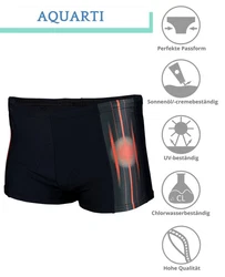 Aquarti Badehose Kurz Sportlich Streifen Rot/Orange