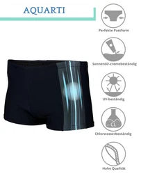 Aquarti Badehose Kurz Sportlich Streifen Dunkelblau/Blau/Türkis