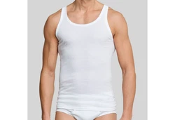 Schiesser Unterhemd Basic Weiß/Creme/Dunkelblau