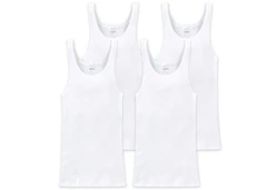 Schiesser Unterhemd Basic Weiß/Creme/Dunkelblau