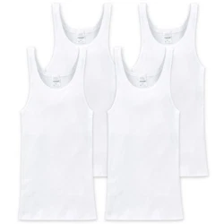 Schiesser Unterhemd Basic Weiß/Creme/Dunkelblau