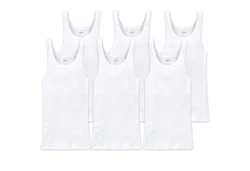 Schiesser Unterhemd Basic Weiß/Creme/Dunkelblau