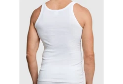 Schiesser Unterhemd Basic Weiß/Creme/Dunkelblau