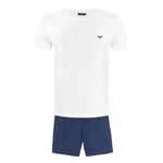Emporio Armani Pyjama Shorty mit Bermudashorts Weiß/Blau/Creme/Hellblau/Dunkelblau