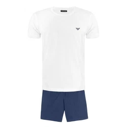 Emporio Armani Pyjama Shorty mit Bermudashorts Weiß/Blau/Creme/Hellblau/Dunkelblau