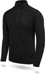 normani Thermounterhemd Herren Merino Langarmshirt und Hose Skiunterwäsche Schwarz