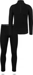 normani Thermounterhemd Herren Merino Langarmshirt und Hose Skiunterwäsche Schwarz