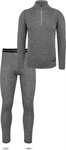 normani Thermounterhemd Herren Merino Langarmshirt und Hose Skiunterwäsche Grau/Dunkelgrau/Hellgrau