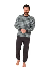 Normann Pyjama Herren Schlafanzug mit Bündchen Karo Optik Dunkelgrün/Grün