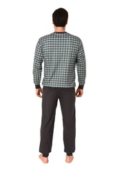 Normann Pyjama Herren Schlafanzug mit Bündchen Karo Optik Dunkelgrün/Grün