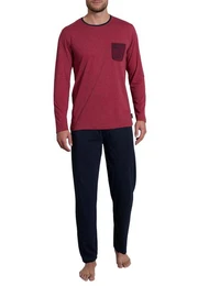Pyjama Herren Pyjama rot melange (1 tlg)