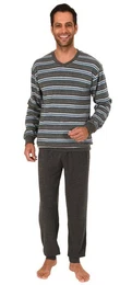 Pyjama Herren Frottee Schlafanzug mit Bndchen in Streifenoptik - 291 13 580
