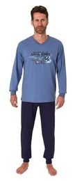 Pyjama Herren Pyjama mit Front-Print, langer Schlafanzug - 122 10 757