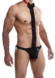 Slip Jock-Strap im Smoking-Look - schwarz (1-St) klassischer Tanga aus Smoking-Spitze