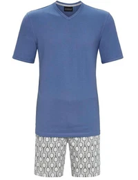 Shorty Herren Pyjama Tennis 2241317 - Blau / Grau, Sommerschlafanzug (2 tlg)
