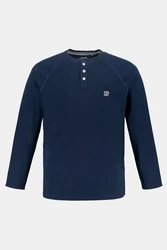 JP1880 Schlafanzug Henley Langarm Dunkelblau/Blau