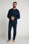 JP1880 Schlafanzug Henley Langarm Dunkelblau/Blau
