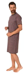 Normann Pyjama Herren kurzarm Nachthemd  Dunkelrot/Rot/Bordeaux/Braun