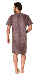 Normann Pyjama Herren kurzarm Nachthemd  Dunkelrot/Rot/Bordeaux/Braun
