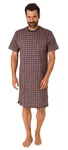 Normann Pyjama Herren kurzarm Nachthemd  Dunkelrot/Rot/Bordeaux/Braun