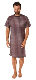 Pyjama Herren kurzarm Nachthemd in Karo Optik - auch in bergren