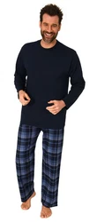 Normann Pyjama Herren Schlafanzug Dunkelblau/Blau/Lila/Hellblau
