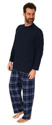 Normann Pyjama Herren Schlafanzug Dunkelblau/Blau/Lila/Hellblau