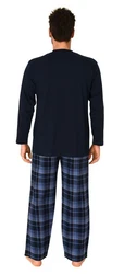 Normann Pyjama Herren Schlafanzug Dunkelblau/Blau/Lila/Hellblau