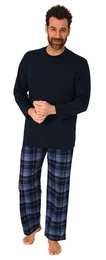 Pyjama Herren Schlafanzug lang, Pyjama mit karierter Flanell-Hose