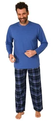 Normann Pyjama Herren Schlafanzug Blau