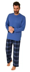 Normann Pyjama Herren Schlafanzug Blau