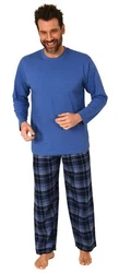 Normann Pyjama Herren Schlafanzug Blau