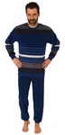 Normann Pyjama Herren Schlafanzug langarm mit Bündchen Blau/Dunkelblau