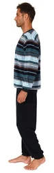 Normann Pyjama Herren Frottee Schlafanzug langarm mit Bündchen Mischfarben/Blau/Rot/Hellblau/Braun